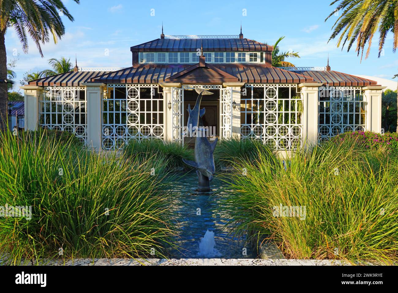 PALM BEACH, FL –3 FEB 2024- View of The Society of the Four Arts Garden ...