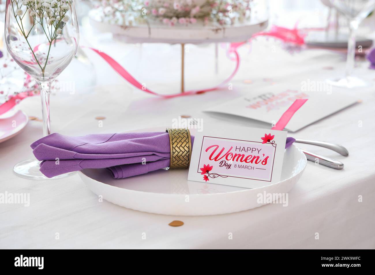 Stylish table setting for International Women's Day celebration Stock ...