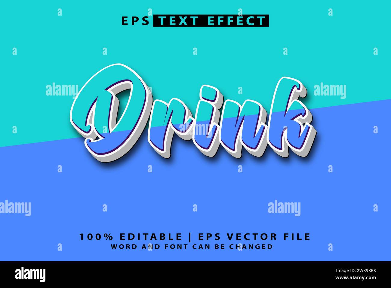 Drink 3d editable text effect stock vector Stock Vector