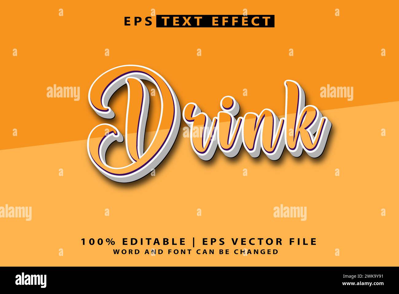 Drink 3d editable text effect stock vector Stock Vector