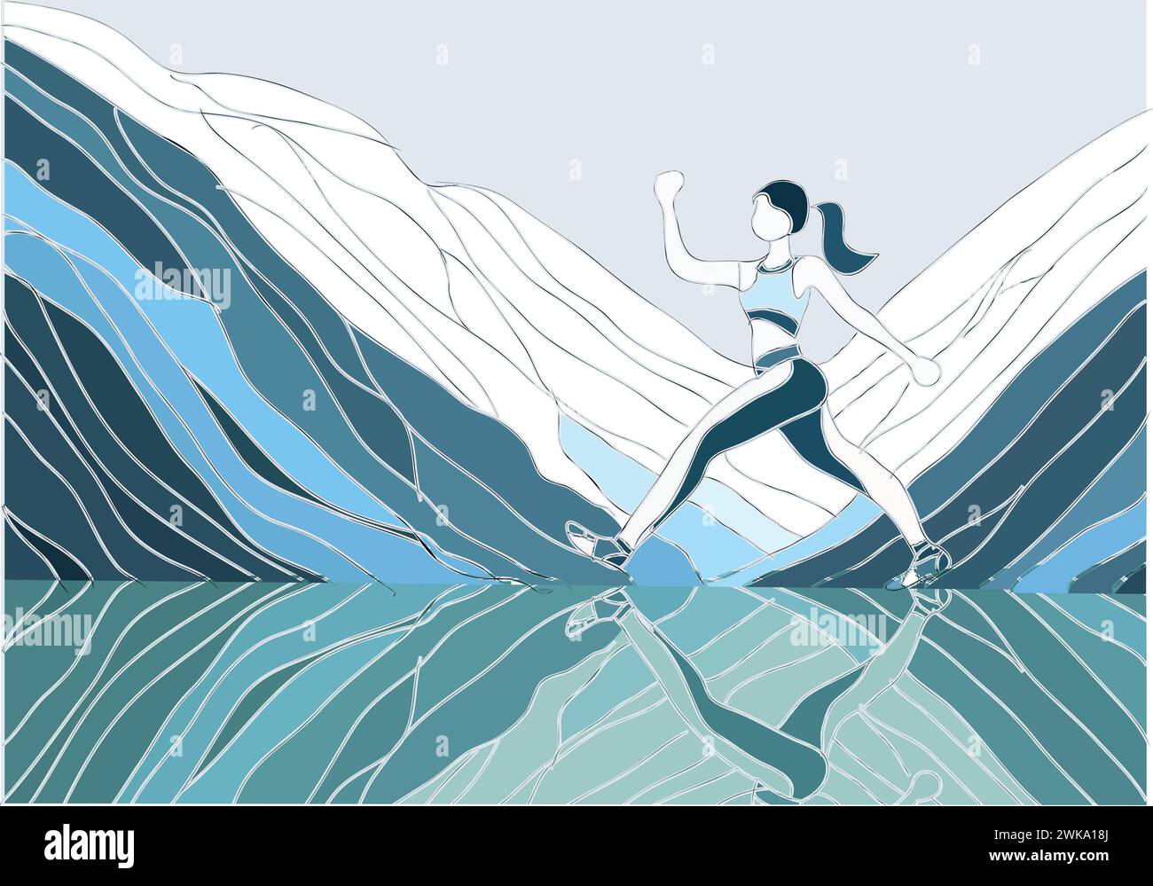 sport in mountain. abstract vector illustration Stock Vector
