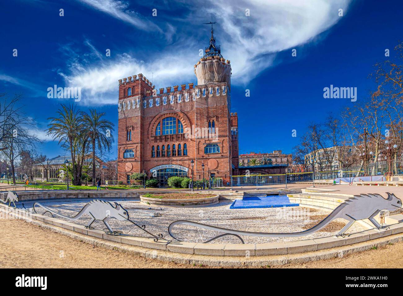 BARCELONA, SPAIN - FEBRUARY 27, 2022: The Castle of the Three Dragons, built 1887–1888 as a Café-Restaurant for the 1888 Universal Exposition of Barce Stock Photo
