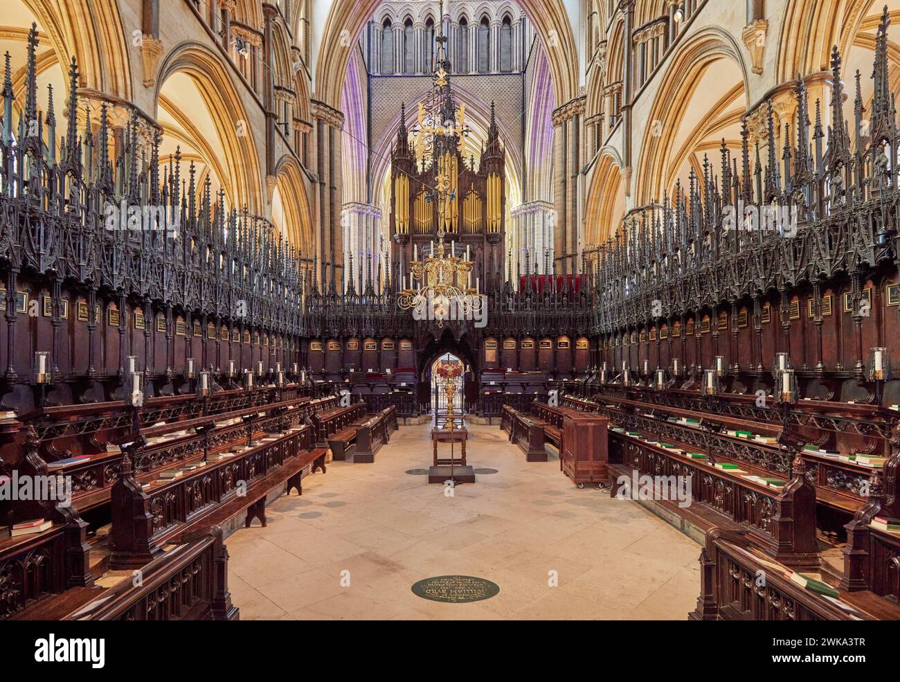 The Sanctuary. Also known as The 14th century Angel Choir and high altar of Lincoln Cathedral, Lincoln, Lincolnshire, England, United Kingdom Stock Photo