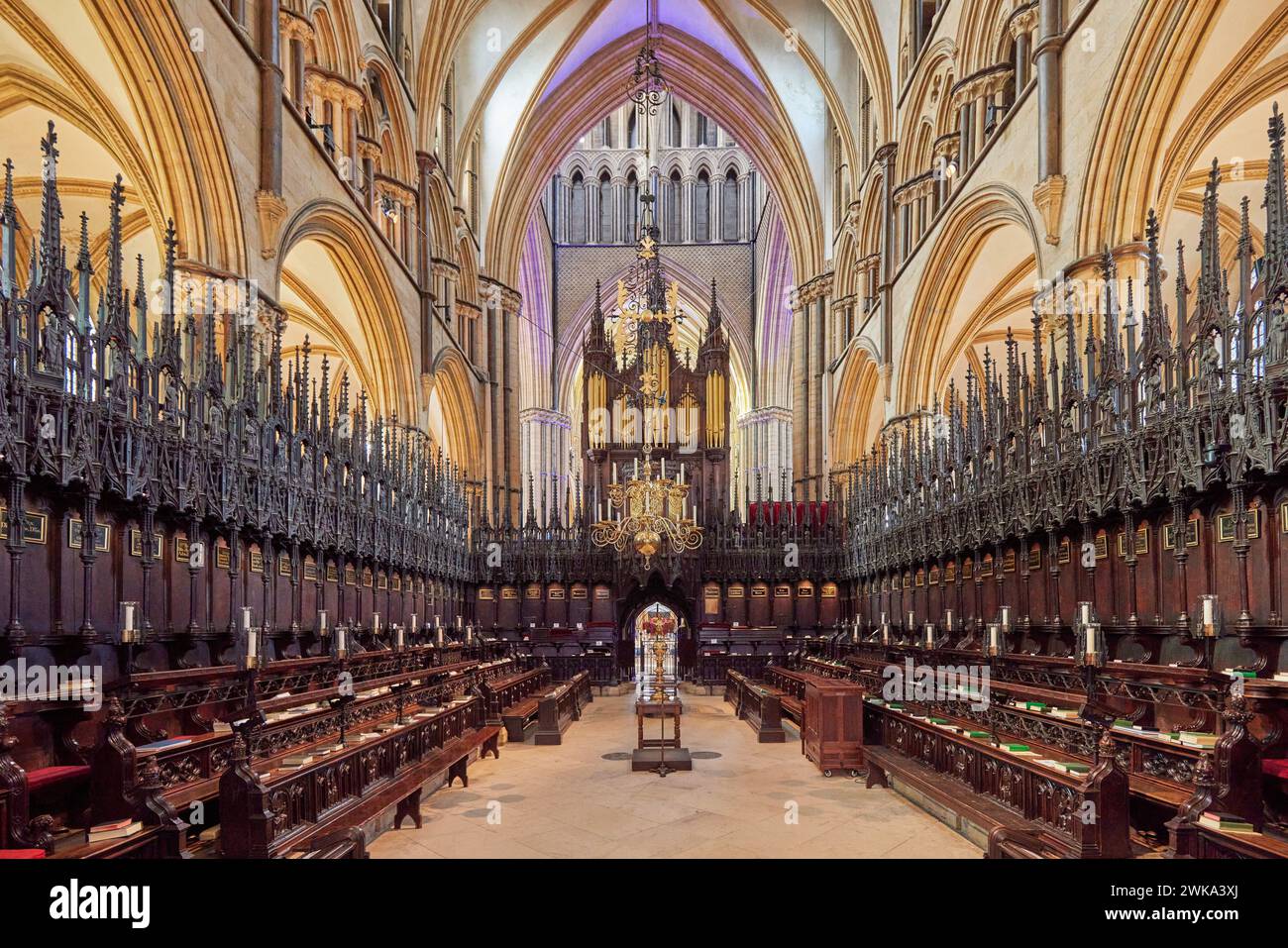 The Sanctuary. Also known as The 14th century Angel Choir and high altar of Lincoln Cathedral, Lincoln, Lincolnshire, England, United Kingdom Stock Photo