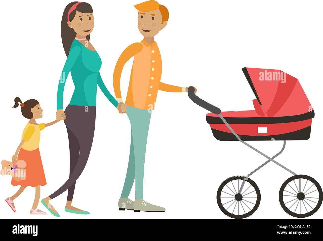 Parents walking kids vector icon isolated on white background Stock ...