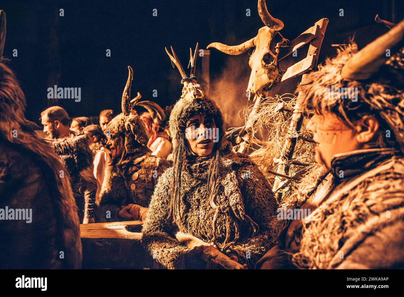 Maceda, Spain. 10th Feb, 2024. The Felos (carnival revellers of Maceda