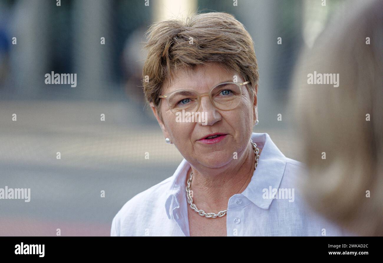 Die Schweizer Bundesrätin Viola Amherd (Partei: Die Mitte) während der Bundesfeier in Luzern. (Luzern, Schweiz, 31.07.2023) Stock Photo