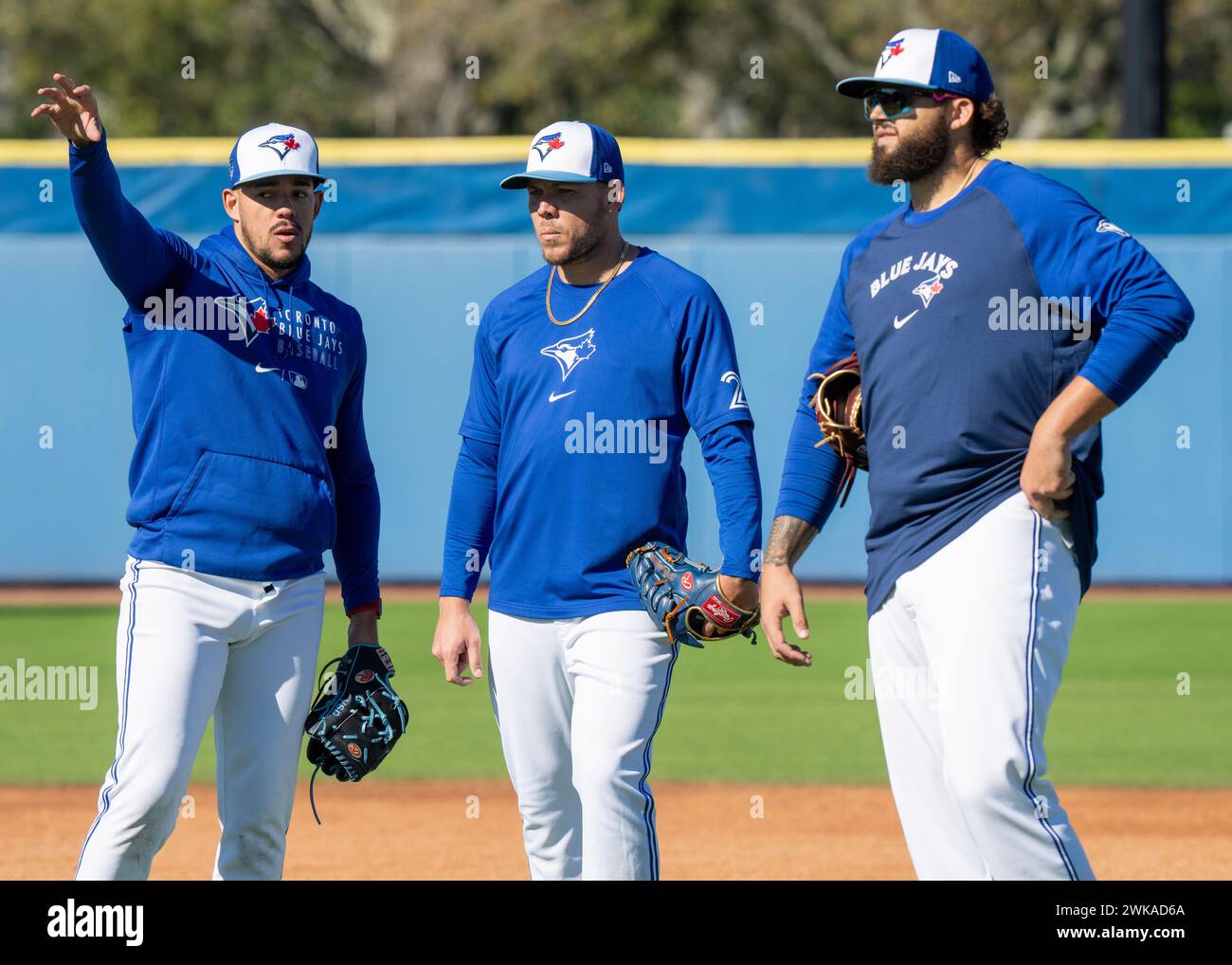 Dunedin, USA. 19th Feb, 2025. Toronto Blue Jays pitchers José Berríos