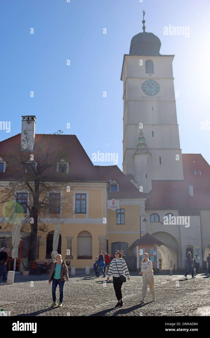 Sibiu, Romania - October 14, 2023: Council tower Stock Photo