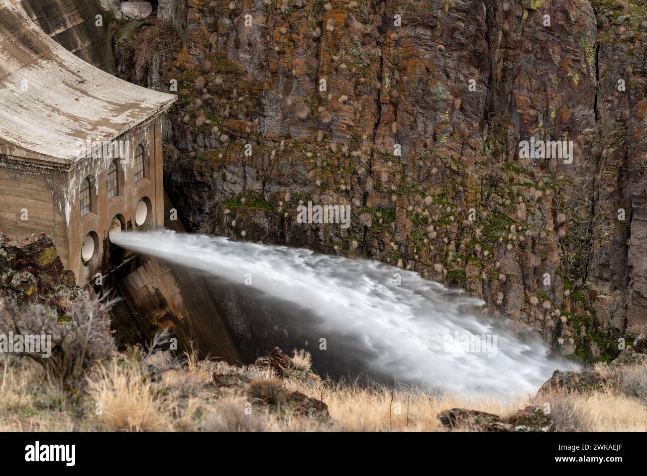 Spillway of the Owyhee Dam, Malheur County, Oregon. Stock Photo