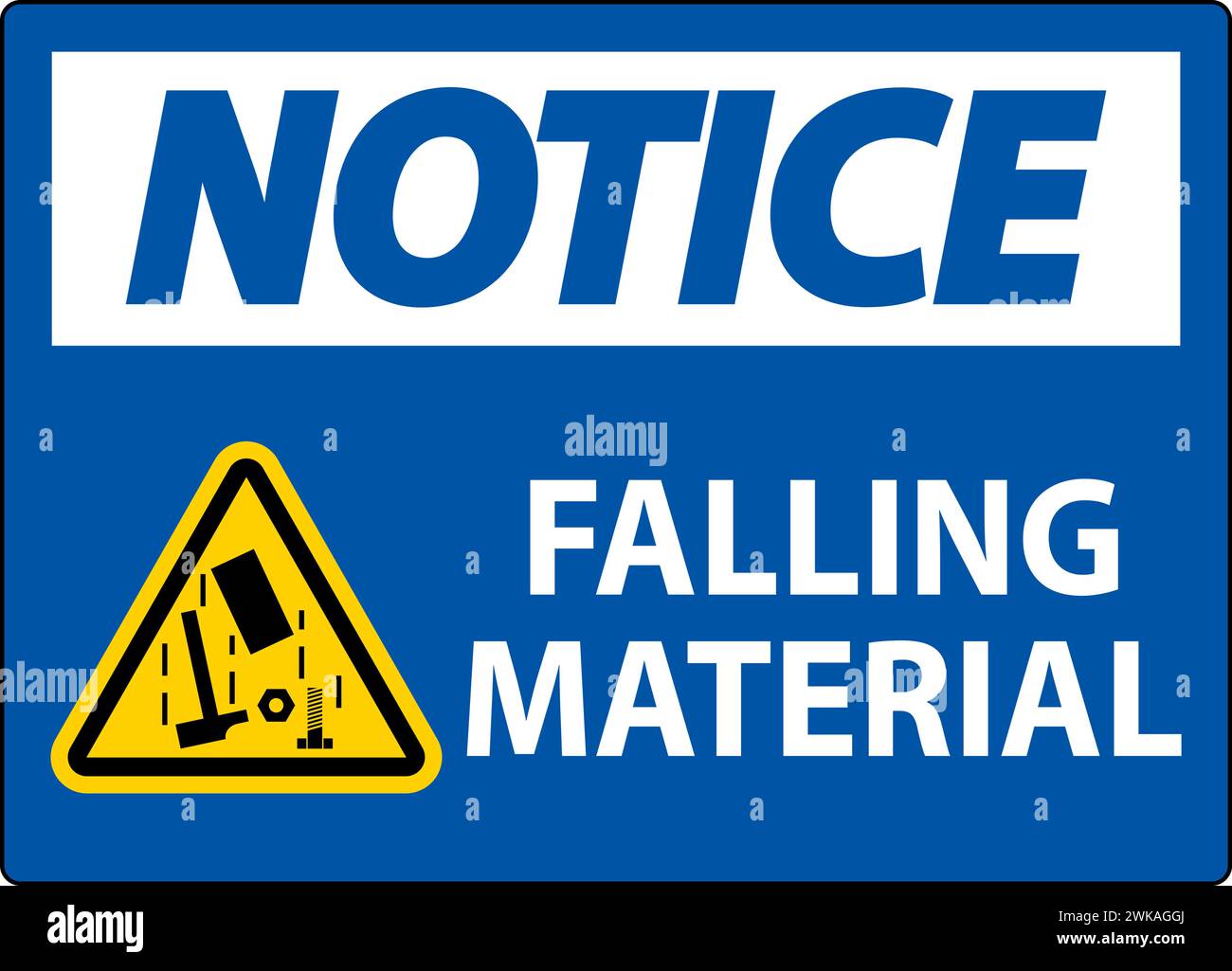 Notice Sign, Falling Material Stock Vector