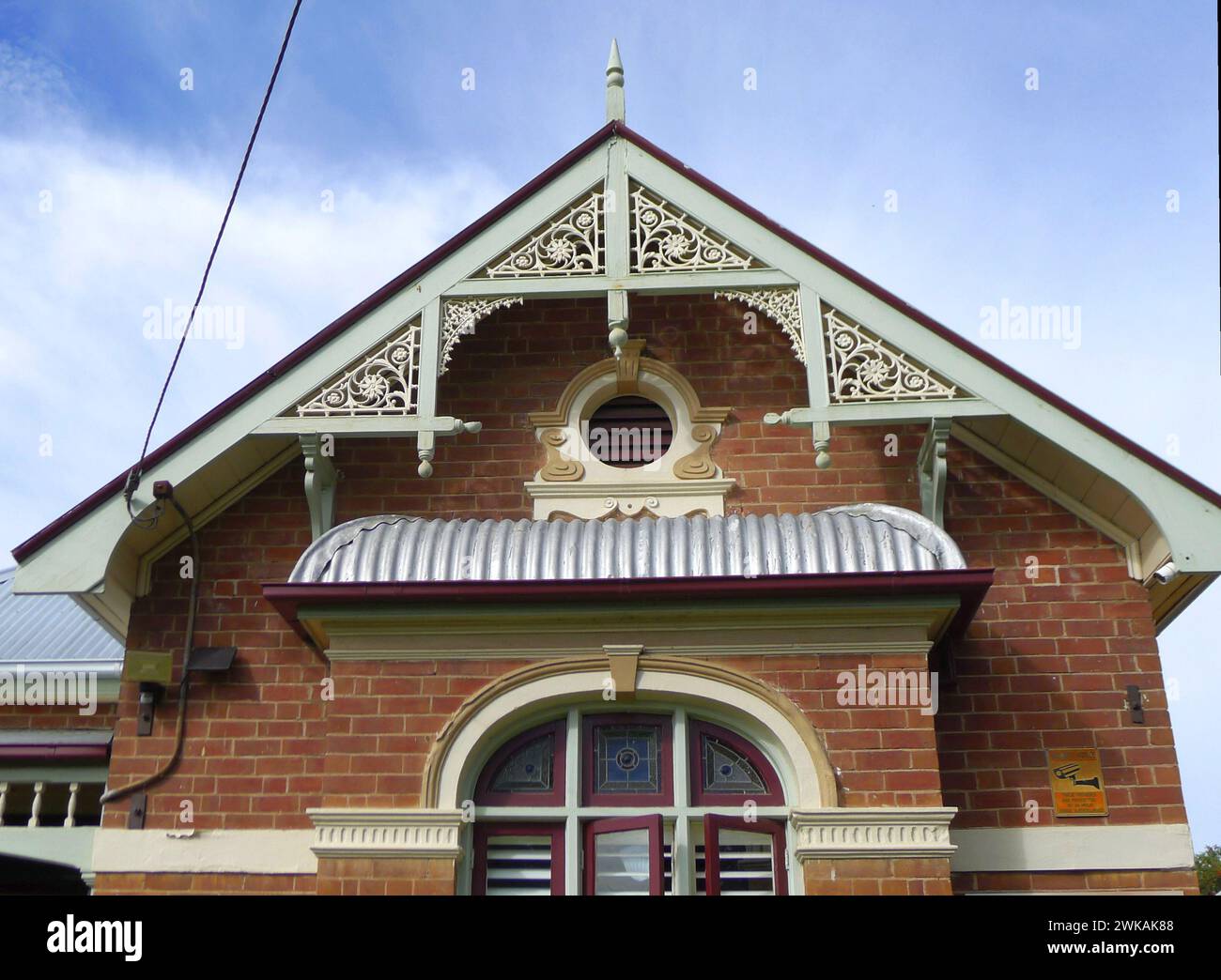 Historic red brick home with ornate architectural features, Bathurst, NSW, Australia. Stock Photo