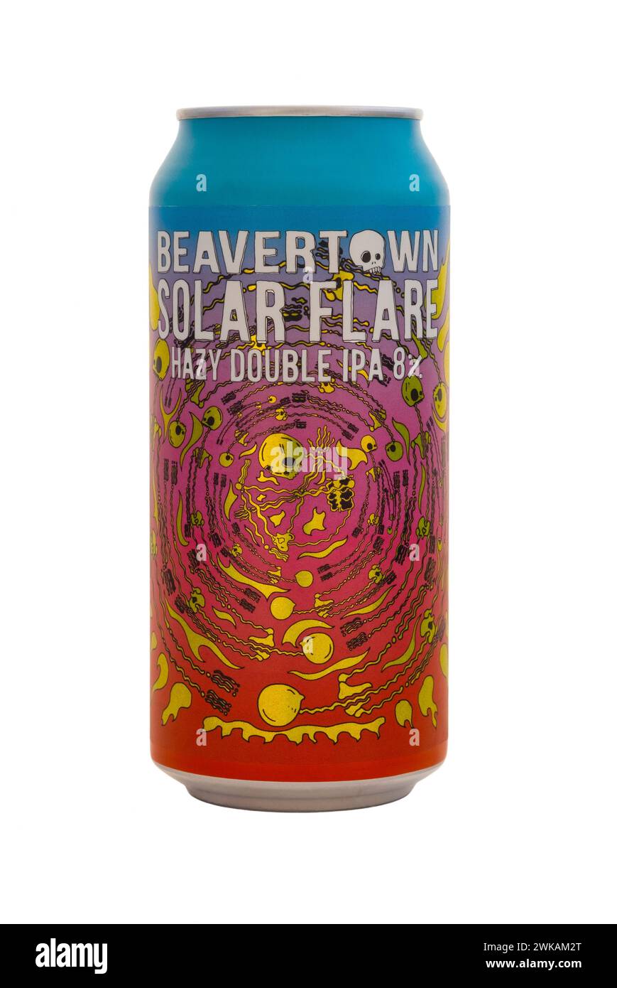 can of beavertown solar flare double ipa beer cut out on white background Stock Photo