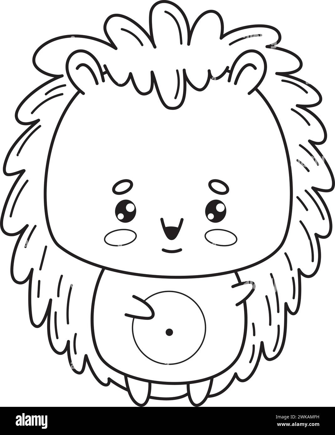 Cute outline hedgehog. Vector illustration. Funny kawaii animal