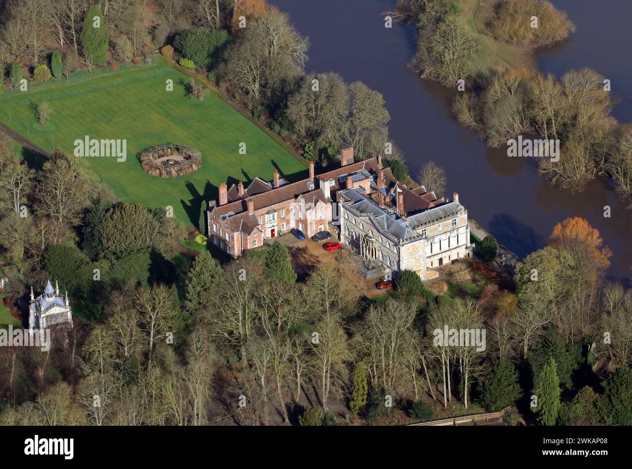 aerial view of Bishopthorpe Palace residence of the Archbishop of York, Bishopthorpe near York, North Yorkshire Stock Photo