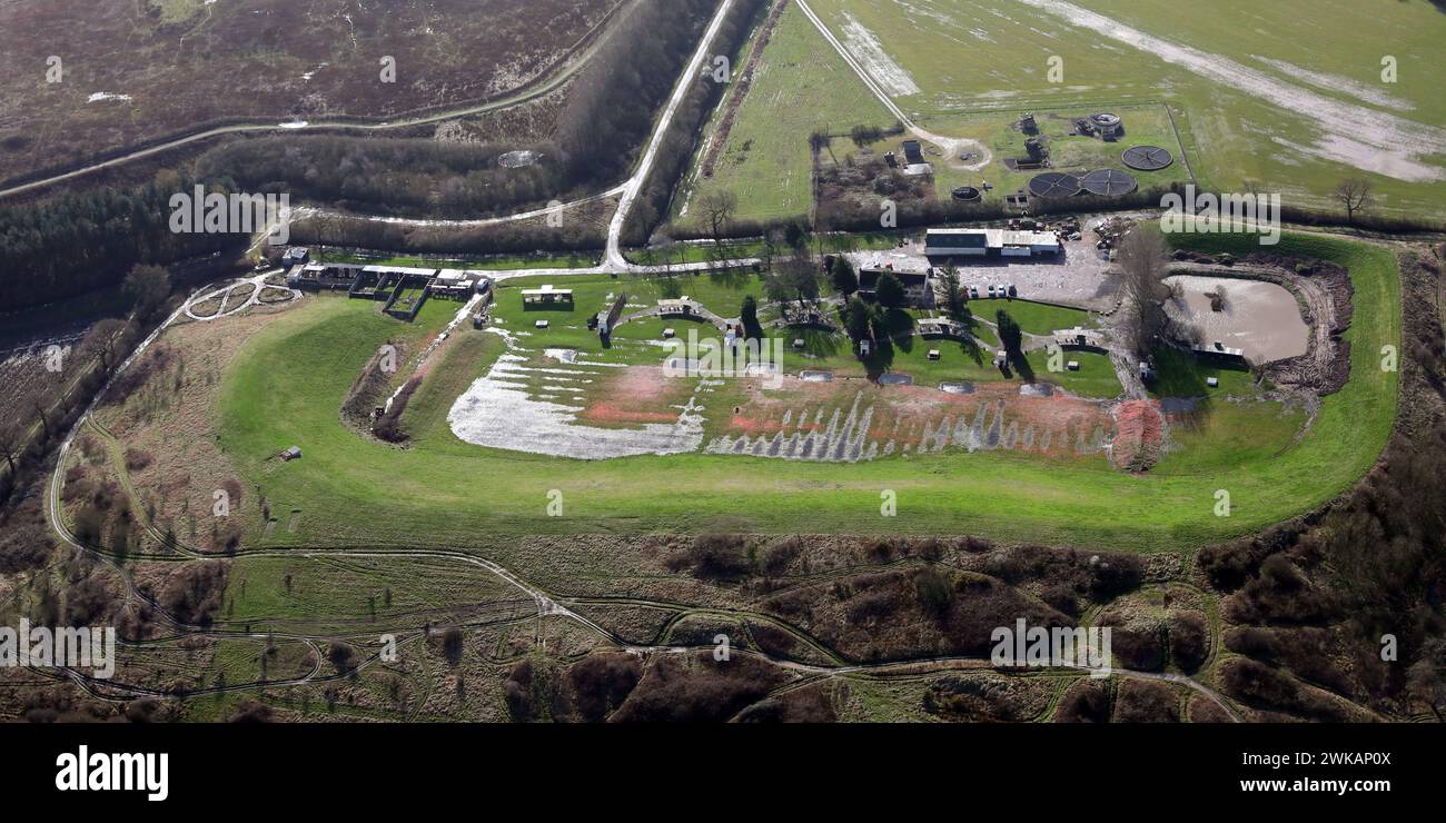 aerial view of North Of England Clay Target centre, a shooting range near York, North Yorkshire Stock Photo