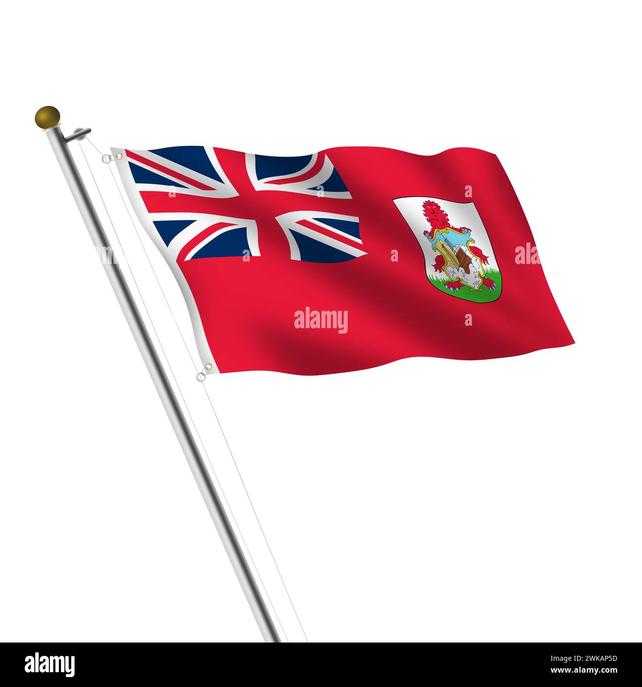 Bermuda Flagpole 3d illustration with clipping path Stock Photo