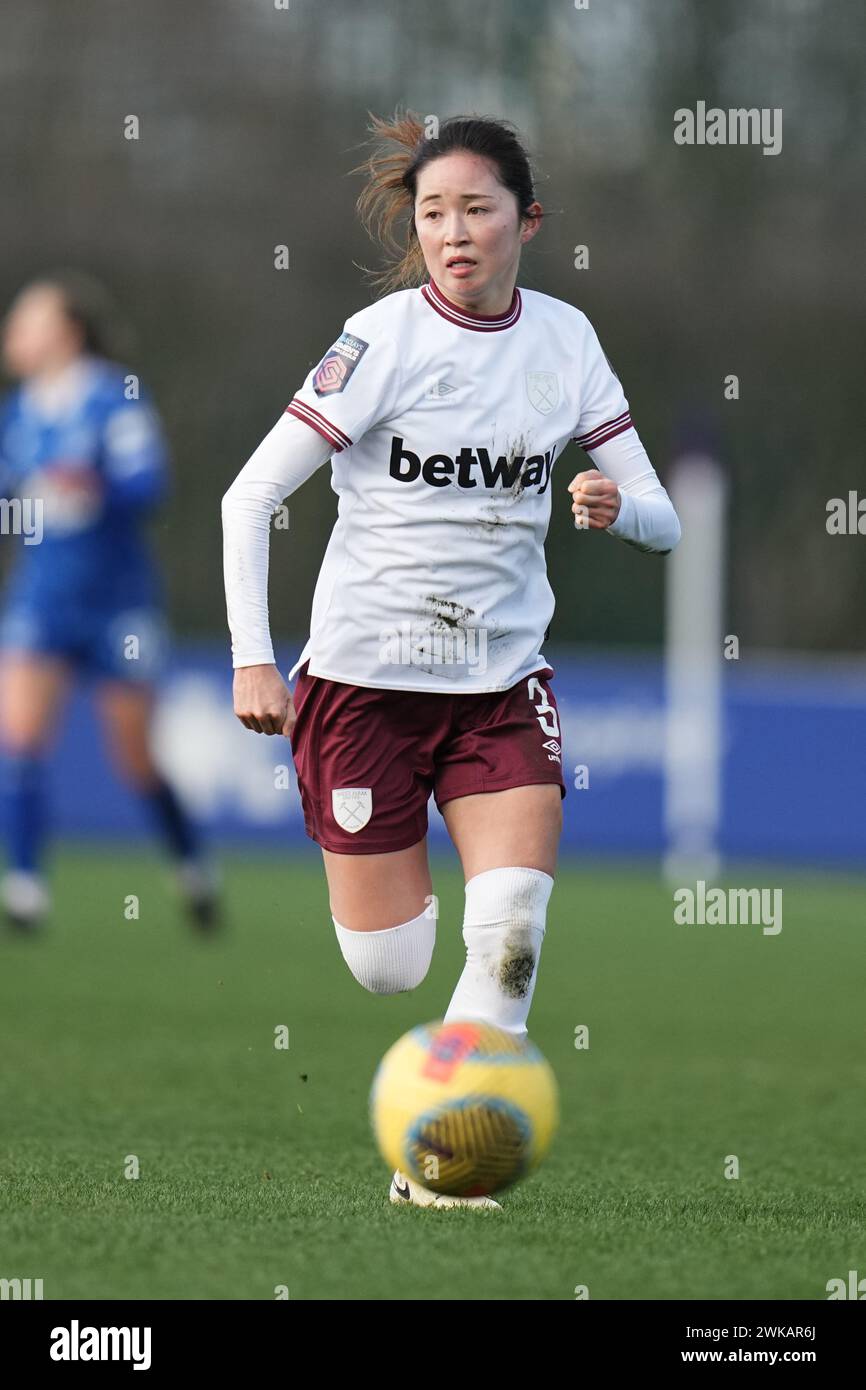 Everton FC v West Ham Utd FC Barclays Womens Super League  WALTON HALL PARK STADIUM, ENGLAND - February 18th 2024 Risa Shimizu of West Ham during the Barclays Women´s Super League match between Everton FC and West Ham Utd FC at  Walton Hall Park Stadium on February 18th 2024 in Liverpool England. (Photo Alan Edwards for F2images) Stock Photo
