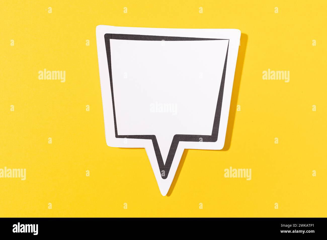 Blank Speech Bubble isolated on yellow background. Mock up template ...