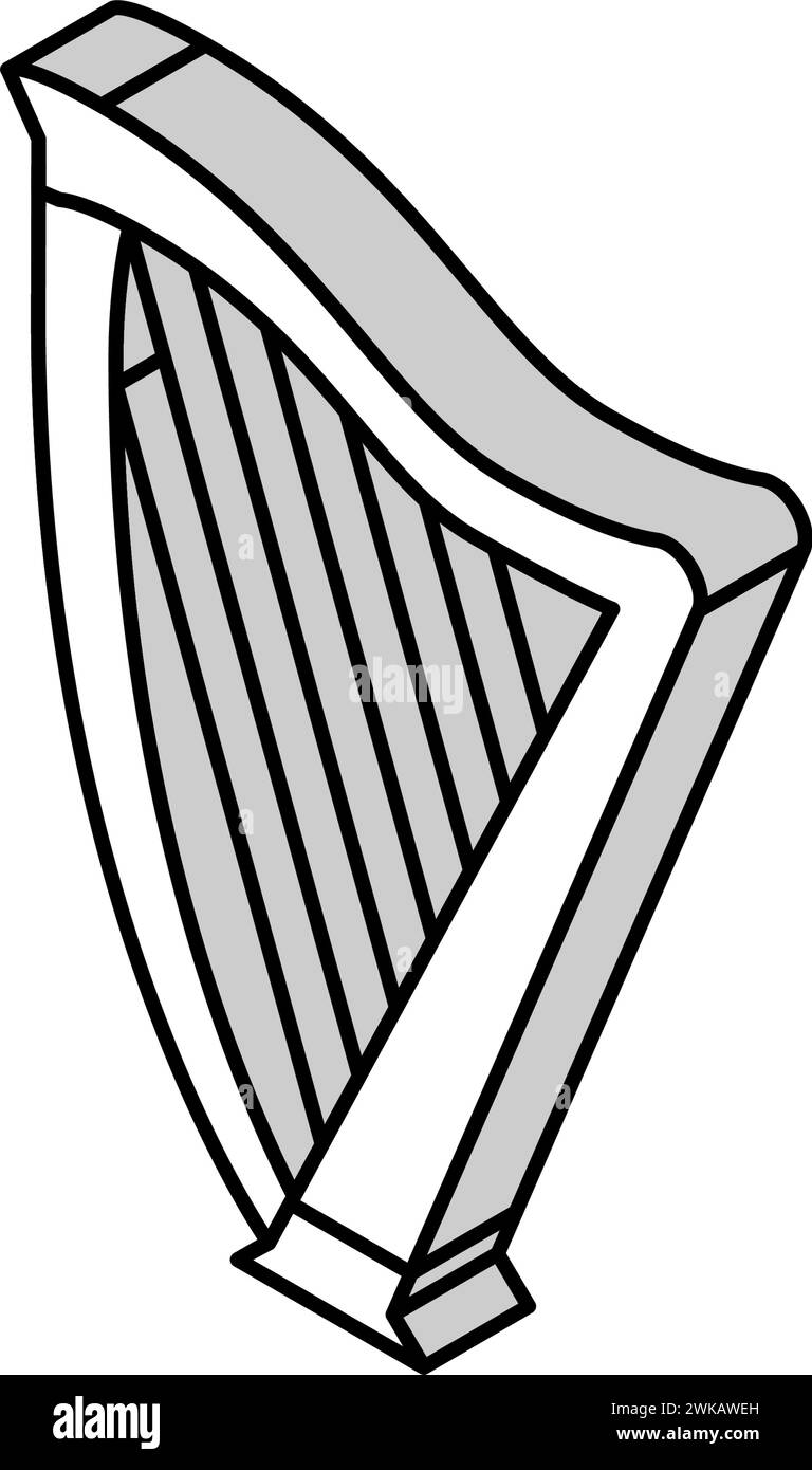 harp symphonic instrument isometric icon vector illustration Stock ...