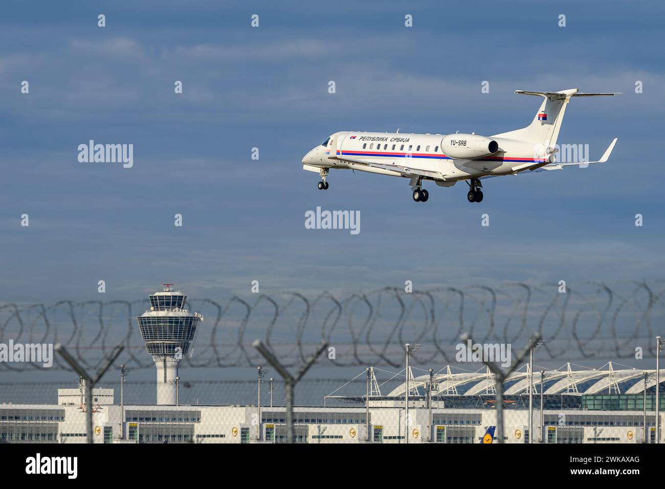 Republic Of Serbia Embraer EMB135BJ Legacy with The YUSRB Flag lands