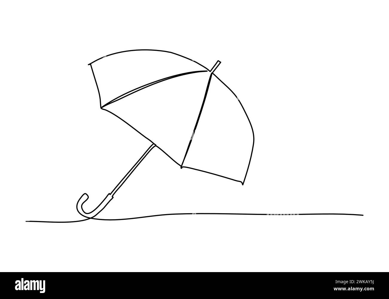 Umbrella one line drawing vector illustration. Stock Vector