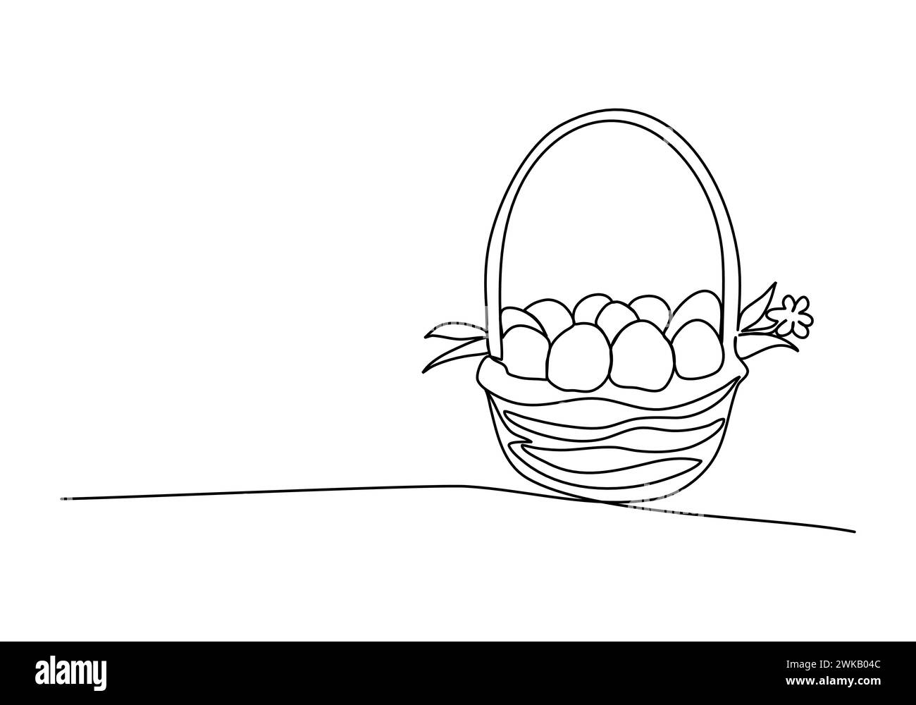 Eggs in a basket one line drawing vector illustration Stock Vector