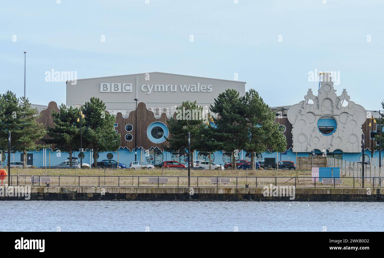 BBC Cymru building on the waterfront, Cardiff Bay, South Wales Stock Photo