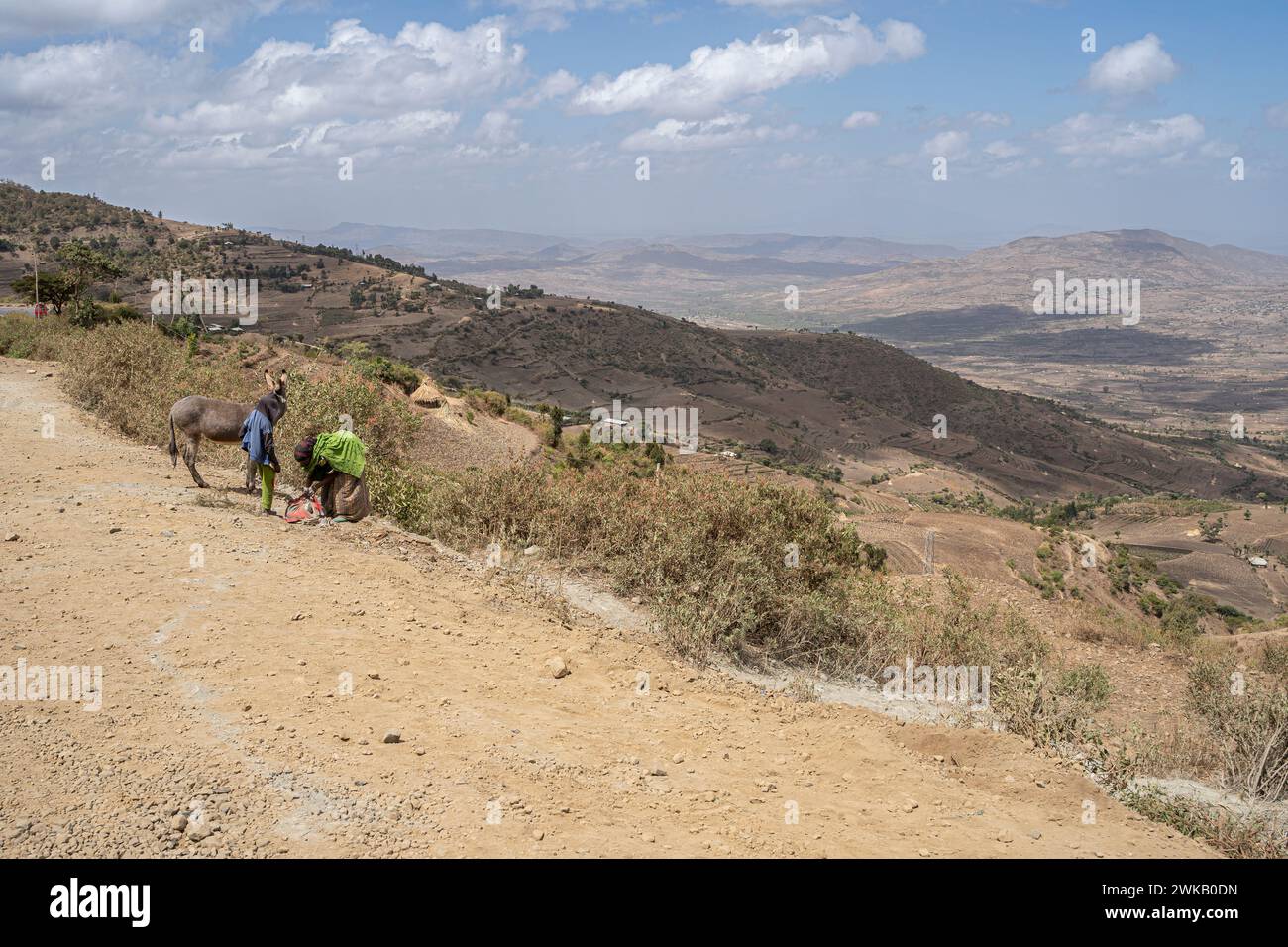 Landscape in the ethiopian highlands, Ethiopia, Africa Stock Photo