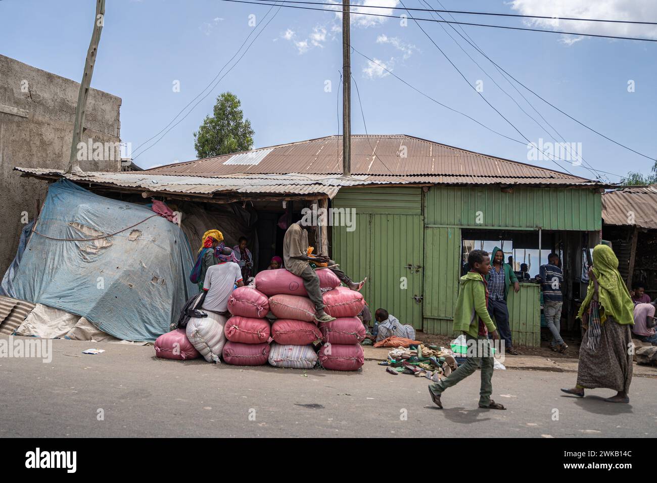 In the highlands of Abyssinia, village in the Semien Mountains, Street ...