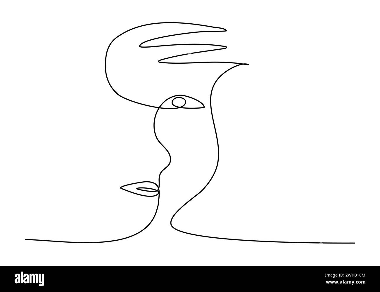 Woman face one line drawing vector illustration Stock Vector Image ...