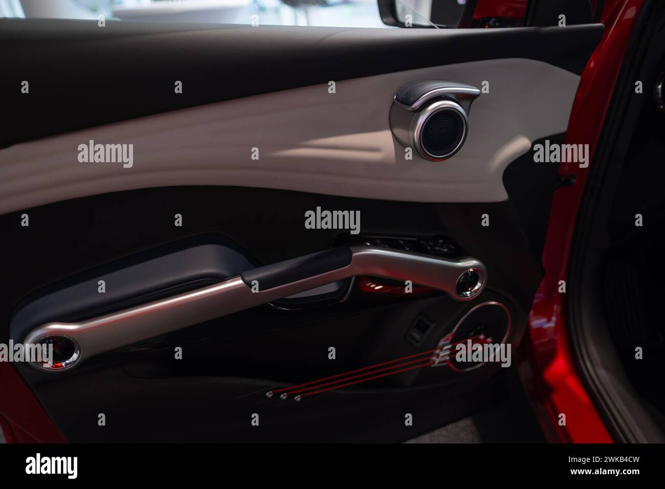 sound system controls on driver's door, instruments physical button