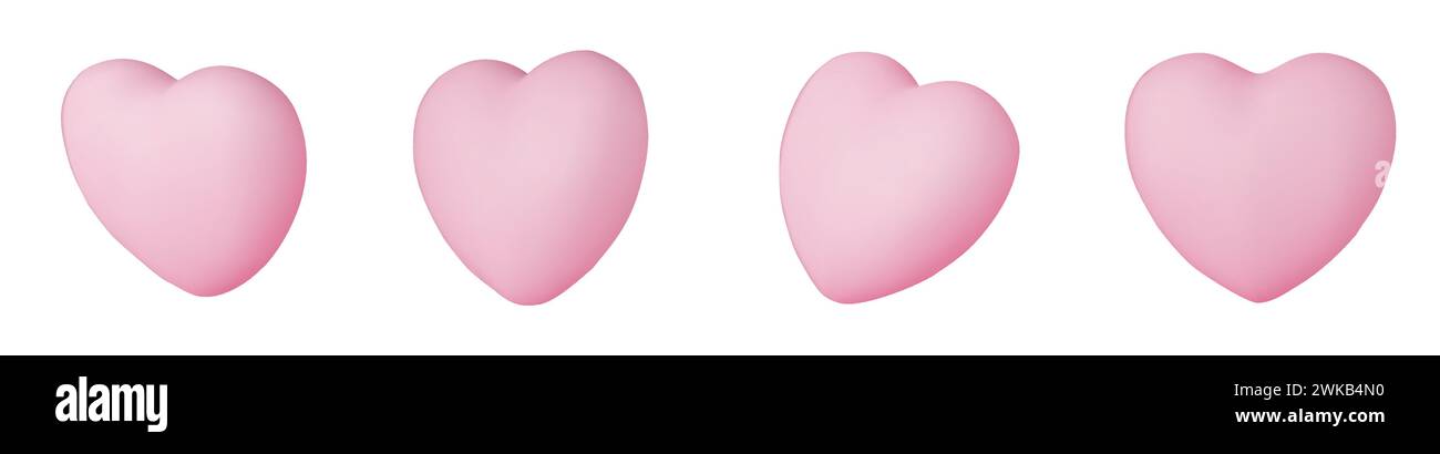 Collection of realistic pink valentine hearts. 3d render heart. Vector ...