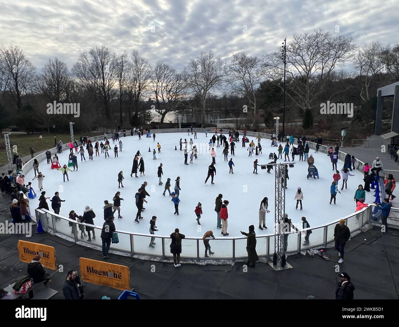 Crowded skating rink at LeFrak Center at Lakeside in Prospect Park, Brooklyn, New York. Stock Photo
