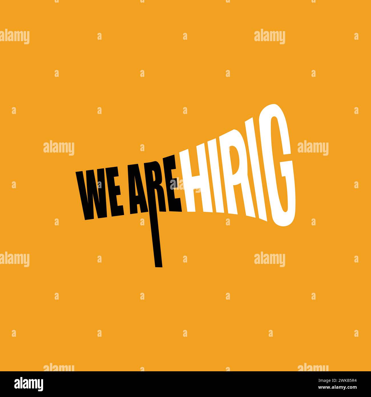 We are Hiring creative typography on a megaphone icon. Hiring banner, poster, template design. we are hiring social media post job vacancy. Stock Vector