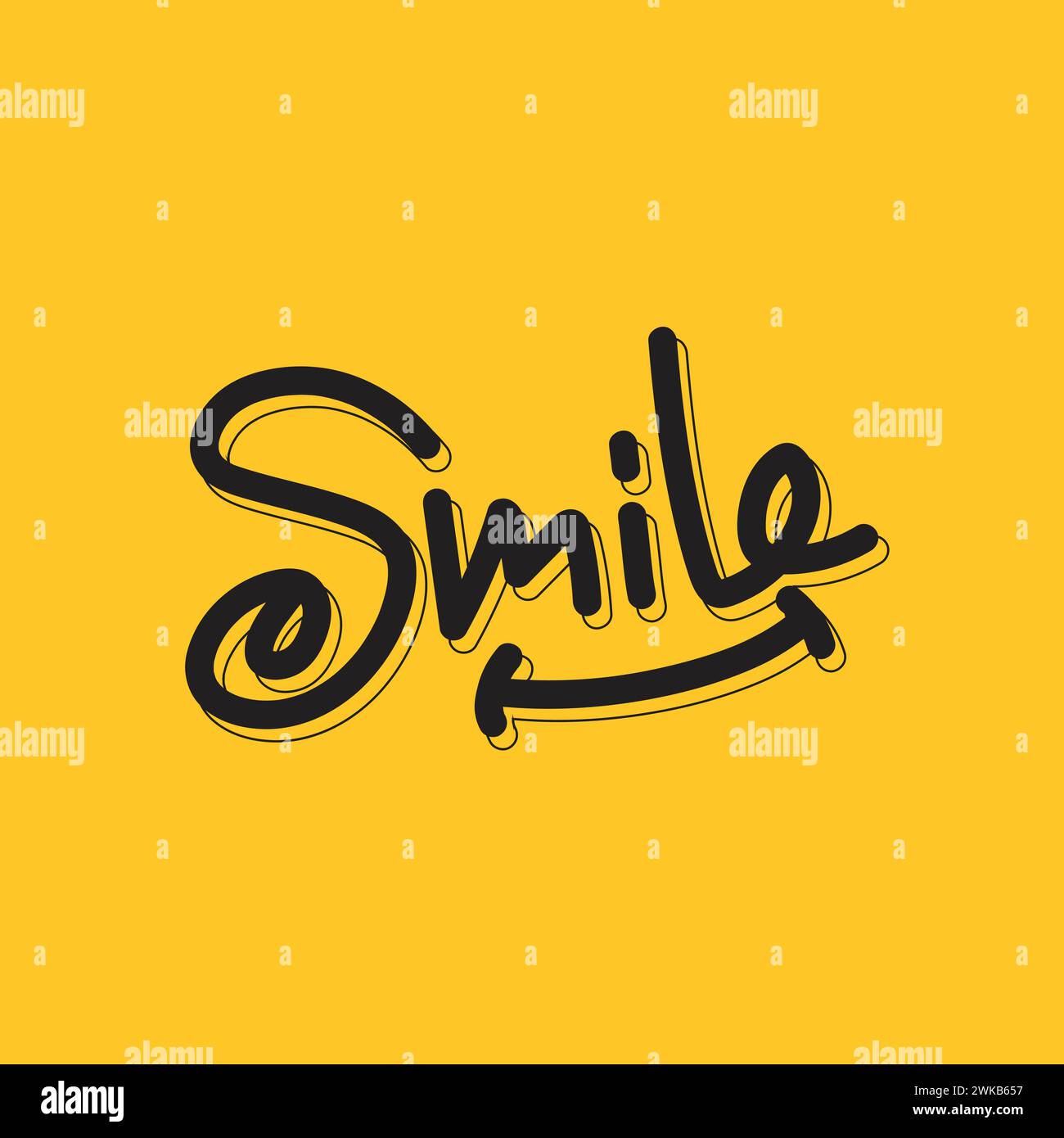 Smile lettering logo vector illustration with joy, laughter, fun, smile sign. Stock Vector