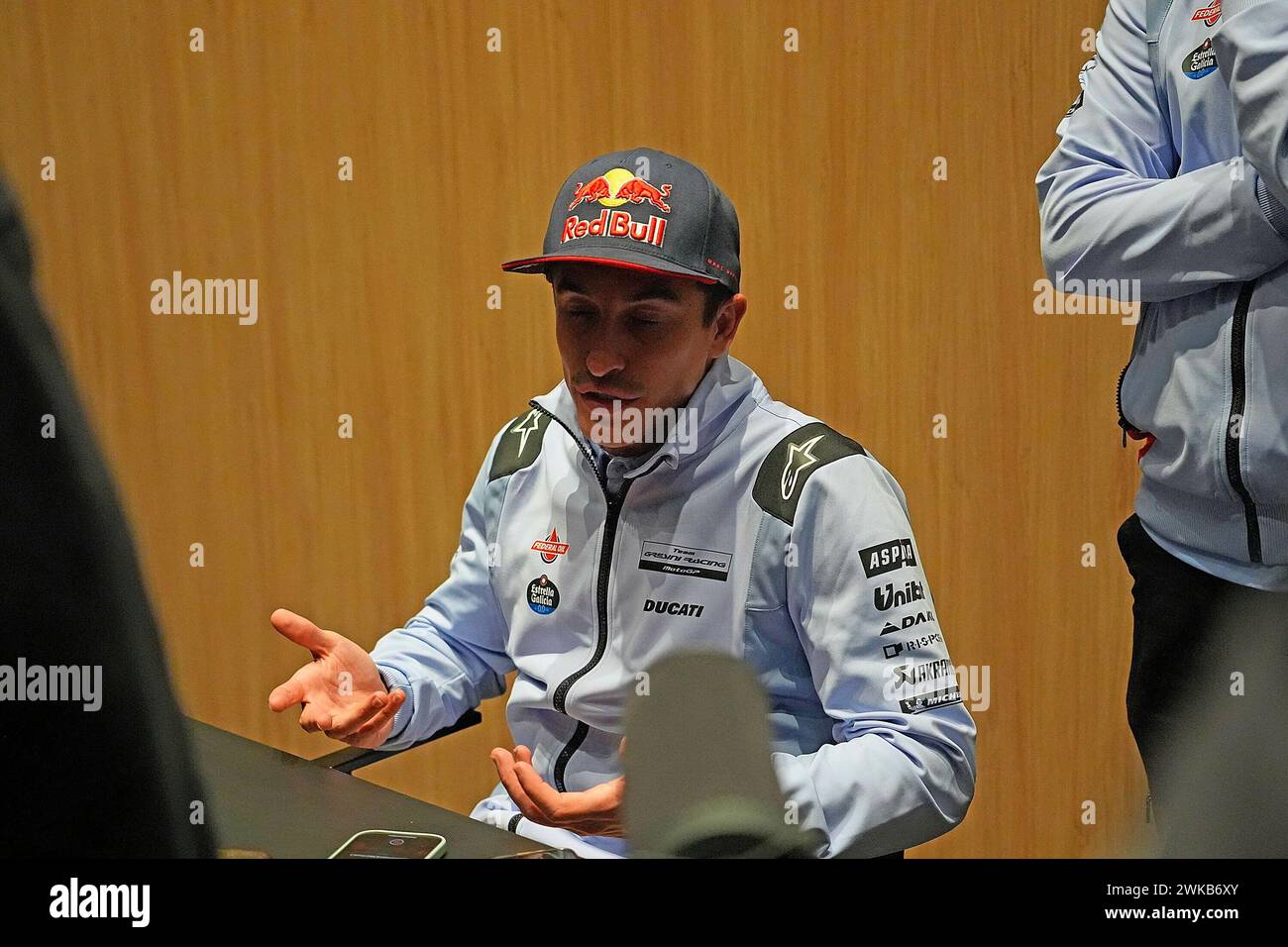 February 19th, 2024, Losail International Circuit, Doha, MotoGP test drives in Qatar 2024, in the picture Marc Marquez from Spain, Gresini Racing in an interview. Stock Photo