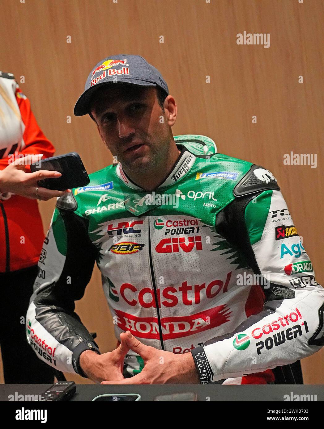 February 19, 2024, Losail International Circuit, Doha, MotoGP test rides in Qatar 2024, in the picture Johann Zarco from France, LCR Honda in an interview. Stock Photo