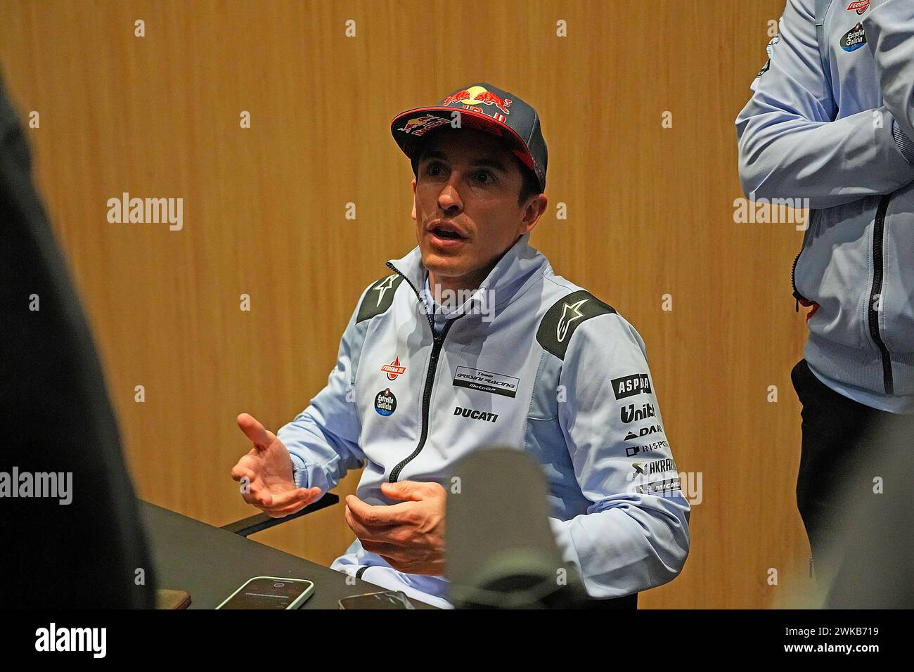February 19, 2024, Losail International Circuit, Doha, MotoGP test drives in Qatar 2024, in the picture Marc Marquez from Spain, Gresini Racing in an interview. Stock Photo