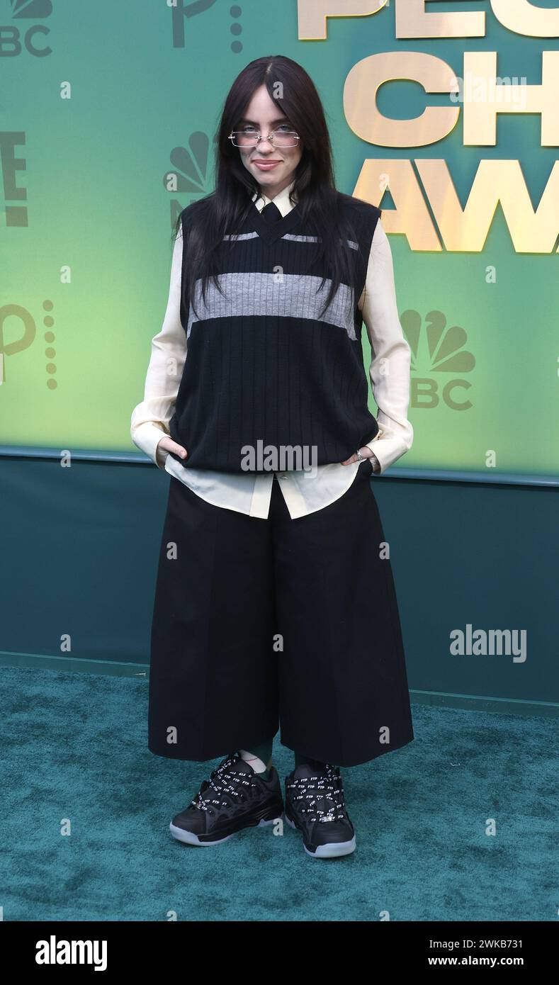 Billie Eilish attends the 2024 People's Choice Awards at Barker Hangar on February 18, 2024 in Santa Monica, California. Photo: CraSH/imageSPACE/MediaPunch Stock Photo