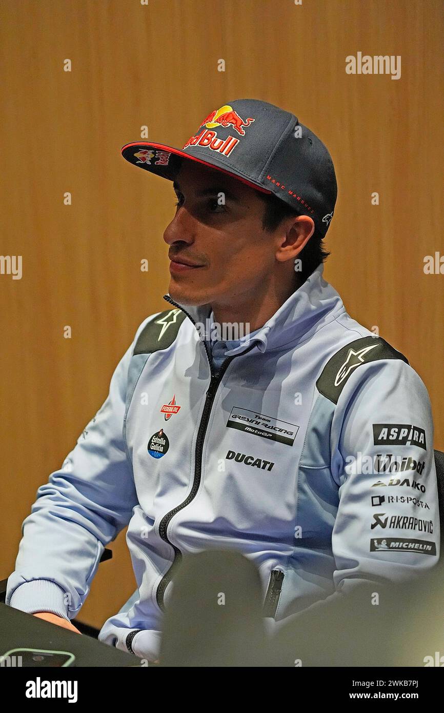 February 19, 2024, Losail International Circuit, Doha, MotoGP test drives in Qatar 2024, in the picture Marc Marquez from Spain, Gresini Racing in an interview. Stock Photo