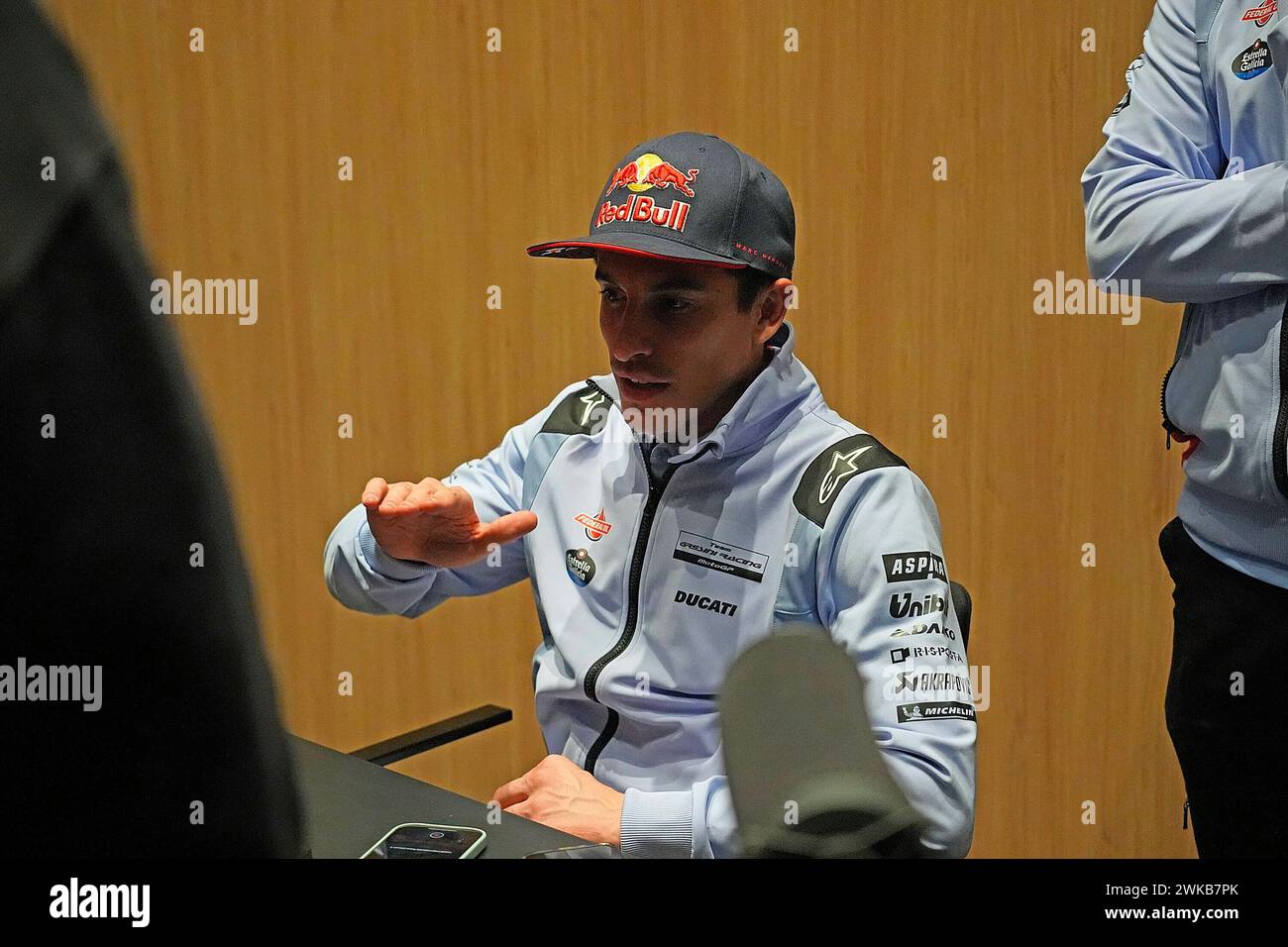 February 19, 2024, Losail International Circuit, Doha, MotoGP test drives in Qatar 2024, in the picture Marc Marquez from Spain, Gresini Racing in an interview. Stock Photo
