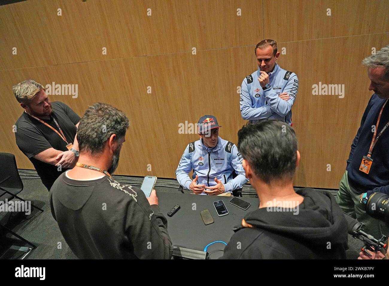 February 19th, 2024, Losail International Circuit, Doha, MotoGP test drives in Qatar 2024, in the picture Marc Marquez from Spain, Gresini Racing in an interview. Stock Photo