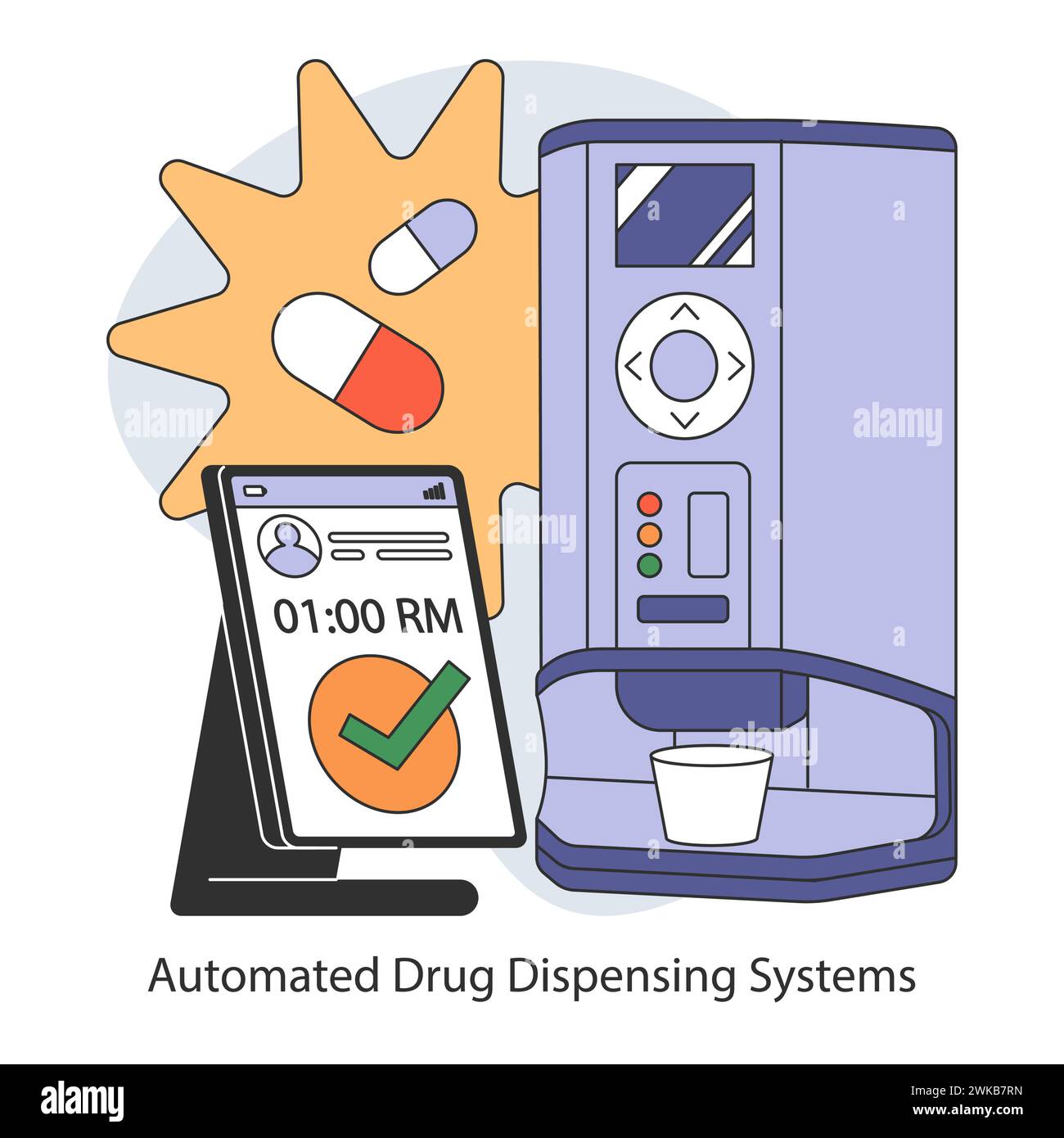 Automated Drug Dispensing Systems concept. Revolutionizing medication
