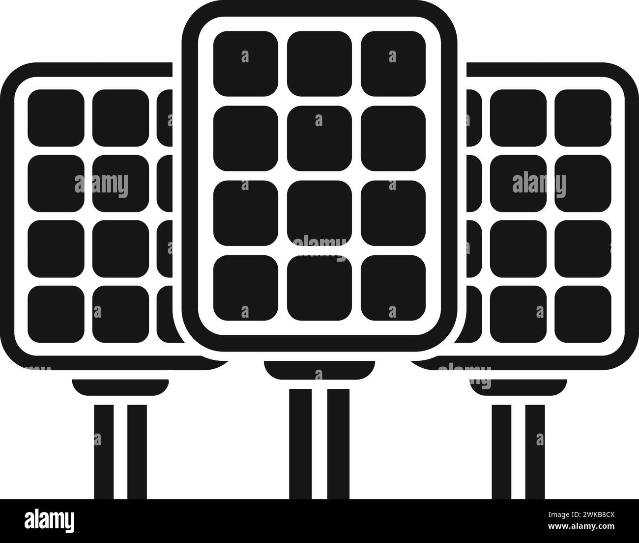 Solar panel field icon simple vector. Sunlight grid roof. Setup charging Stock Vector