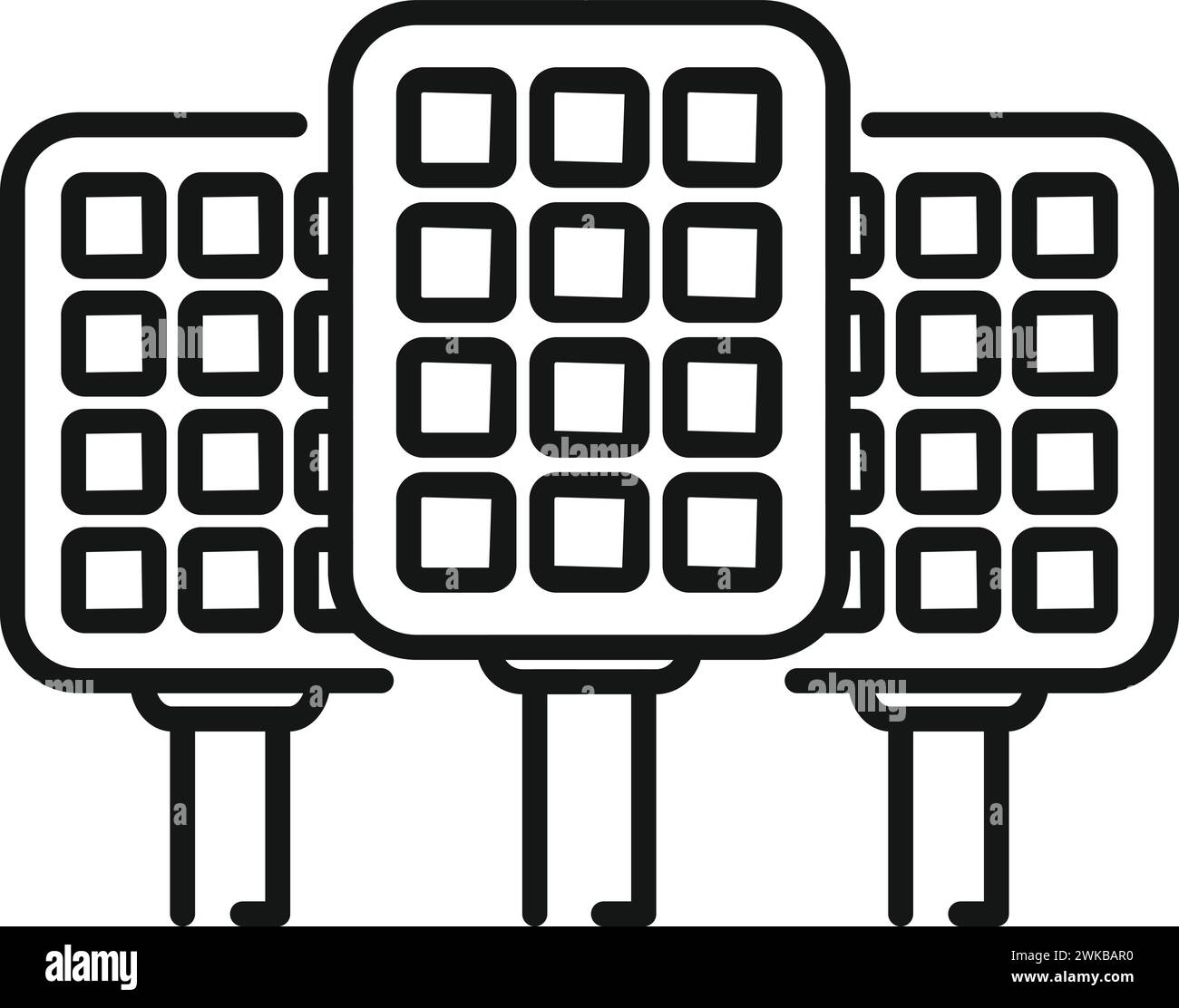 Solar panel field icon outline vector. Sunlight grid roof. Setup charging Stock Vector