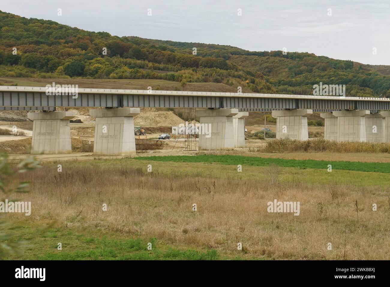 Ormenis, Romania - 9th Oct, 2023: Brasov-Simeria railway rehabilitation works, for a max. speed of 160 km/h, component of Rhine-Danube corridor, Braso Stock Photo