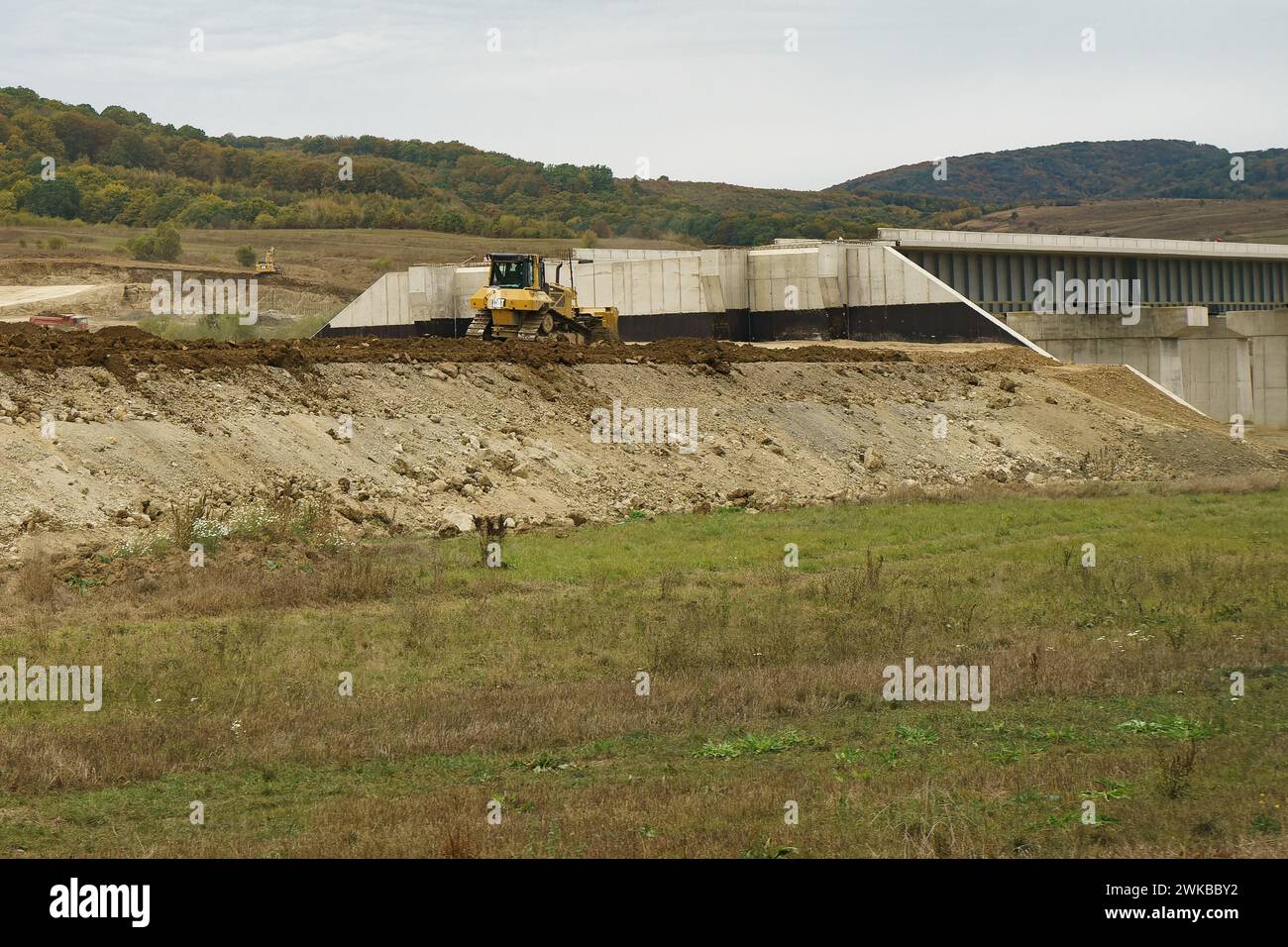 Ormenis, Romania - 9th Oct, 2023: Brasov-Simeria railway rehabilitation works, for a max. speed of 160 km/h, component of Rhine-Danube corridor, Braso Stock Photo