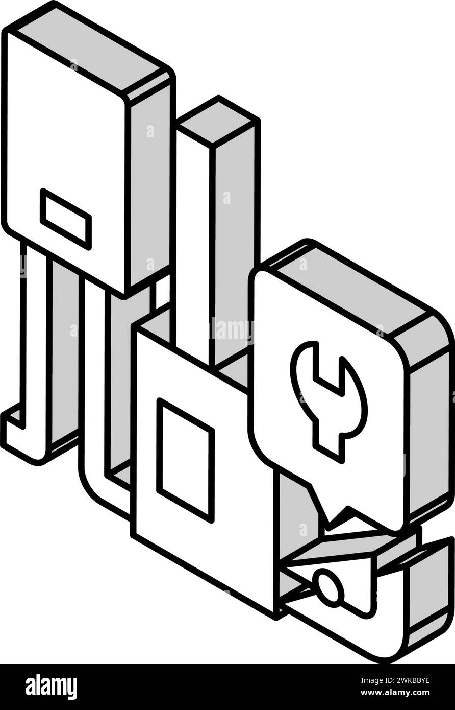 furnace repair isometric icon vector illustration Stock Vector