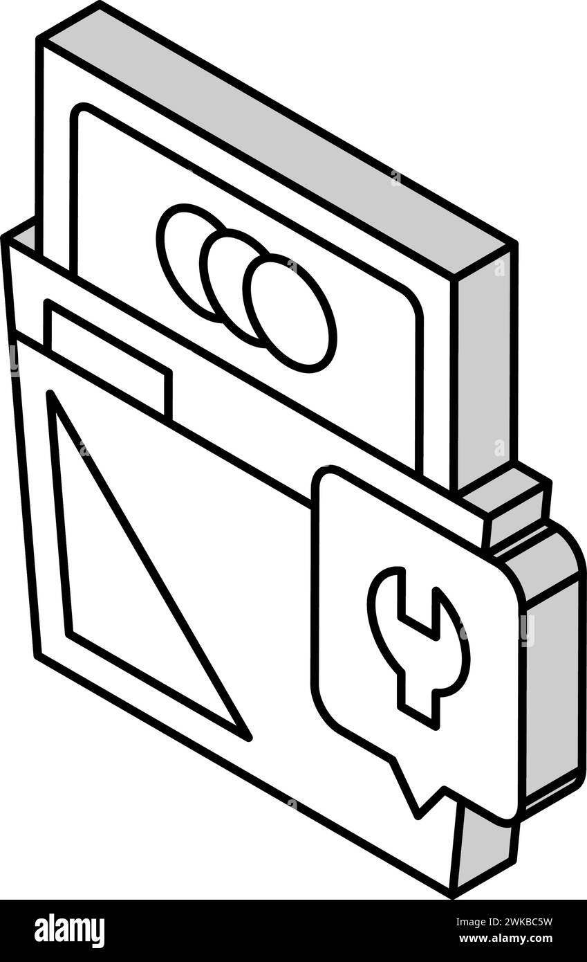 dishwasher repair isometric icon vector illustration Stock Vector